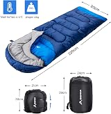 BISINNA Sleeping Bag with Pillow 4 Season Waterproof Warm Blue Right Zip view 2