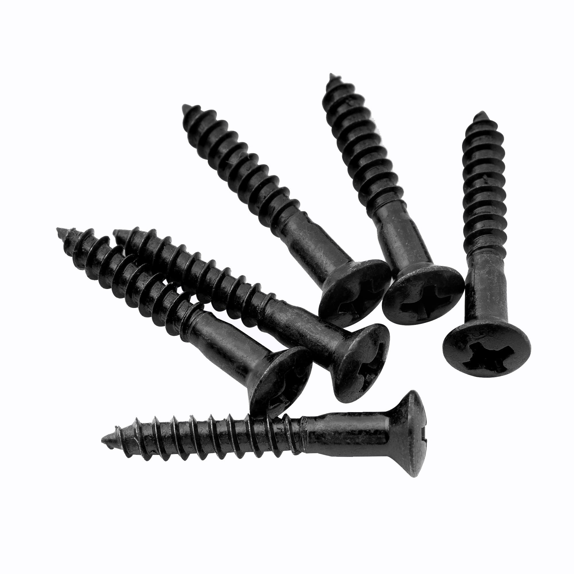 Musiclily Ultra 3.5x25mm Stainless Steel Countersunk Mounting Screws for Electric Guitar Bass Bridge or Strap Button, Black (Set of 6)