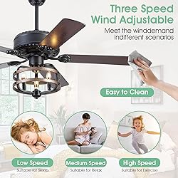 52 "Farmhouse Ceiling Fans with Lights and