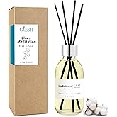 Clesh Reed Diffuser Set, 6.7 oz Linen Scented Diffuser with Sticks, Home Fragrance Reed Diffuser for Bathroom Shelf Decor, Linen Meditation