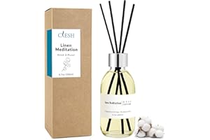 Clesh Reed Diffuser Set, 6.7 oz Linen Scented Diffuser with Sticks, Home Fragrance Reed Diffuser for Bathroom Shelf Decor, Linen Meditation