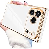 PSIOXY Designed for iPhone 17 Pro Max Case Rectangle, Works with Magnetic Wireless Charging, Full Lens Protection, Flexible TPU Electroplated Edge for Women Men Phone Case for iPhone 17 Pro Max White