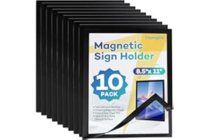 YixangDD 10 Pack Magnetic Sign Holder 8.5 x 11, Self-Adhesive Magnetic Wall Mount Sign Holder, Magnetic Document Holder for W