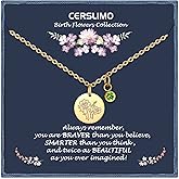 CERSLIMO Birthday Gifts for Her Birth Flower Necklaces, 18K Gold Plated Dainty Birth Month Floral Birthstone Disc Coin Pendant Necklaces | Women Wildflower Jewelry Gifts for Valentines Anniversary