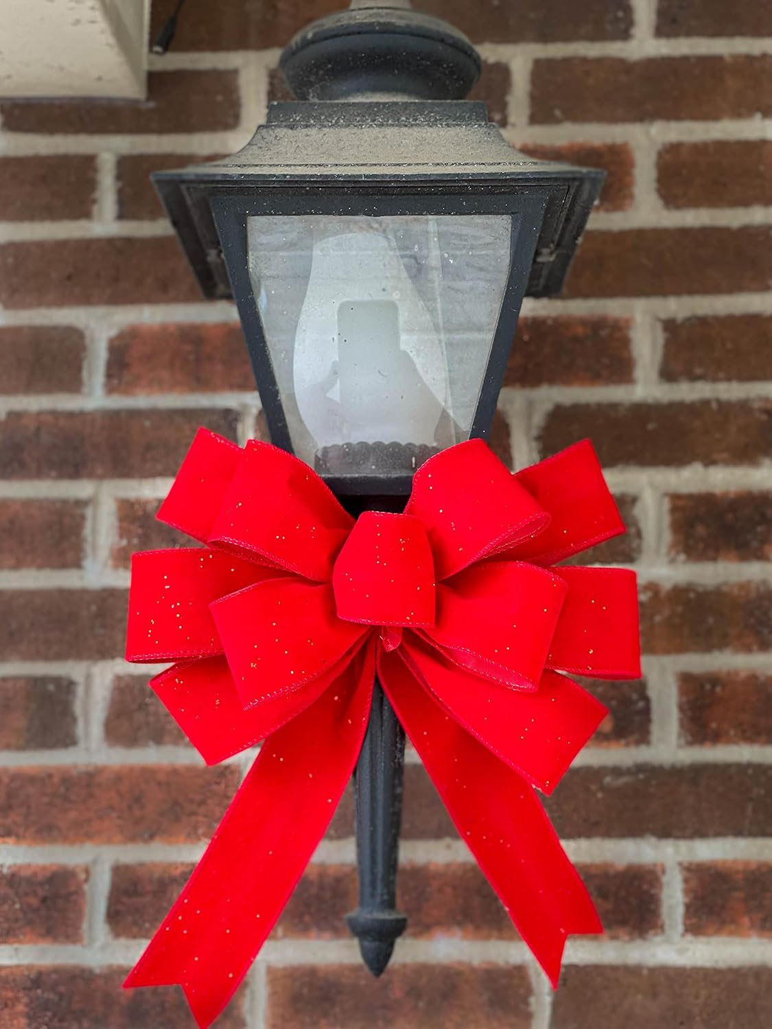 Bows & Ribbons - Christmas Wreath Bow for Add On Attachments to Staircase, Garlands, Lanterns - Customized (Red Outdoor) (Set of 2, 2.5