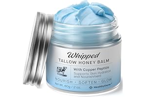 HealthyDerm Whipped Beef Tallow Honey Balm with Copper Peptide – Nourishing Face & Body Moisturizer with Manuka Honey and Vit