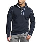 CQR Men's Quarter Zip Utility Fleece Pullover, Outdoor Casual Thermal Sweater, Chest Zipper Pocket, Mock Neck Long Sleeve