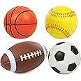 Kiddie Play Set of 4 Balls for Toddlers 4" Soft Soccer Ball, Baseball, Basketball, and 6" Football for Kids