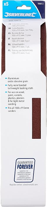 Silverline Sanding Belts 100 x 915 mm 80 Grit 5 Pack GX51 Aluminium Oxide view 3