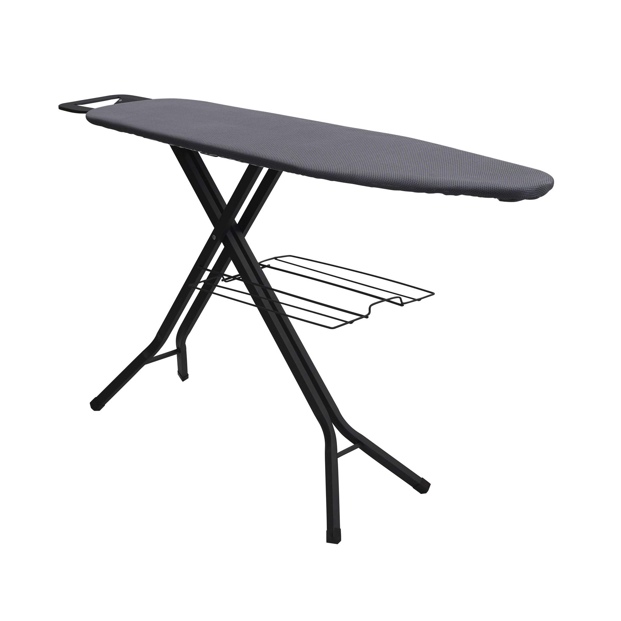 Household Essentials Black and Grey Deluxe Steel Top Board with Iron Rest and Clothes Rack
