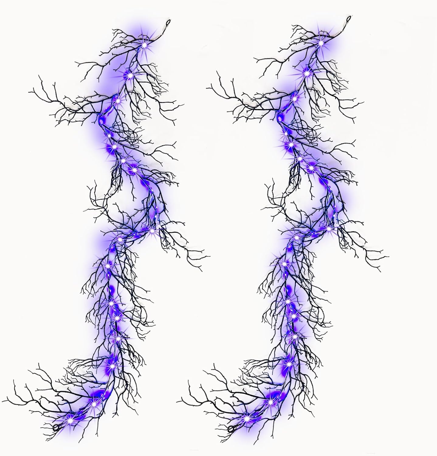 Wreaths, Garlands & Swags - HamiFinee Halloween Dead Branch Garland with Timer 2 Pack 6 Feet 30 LED Battery Operated Prelit Garland Black Branch Garlands for Fall Halloween Party Mantle Wall Indoor Outdoor Decoration