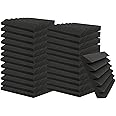 Heavyoff 24 Pack Acoustic Foam Panels Studio Soundproofing Wedges 12"x12"x1" Noise Dampening Sound Insulation for Home Ceiling, Black