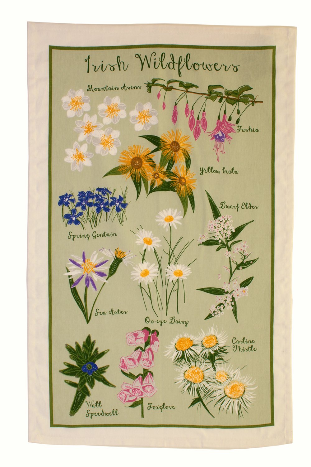 Irish Wild Flowers Cotton Tea Towel