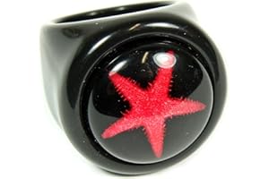 REALBUG Red Starfish Black Ring Size 8