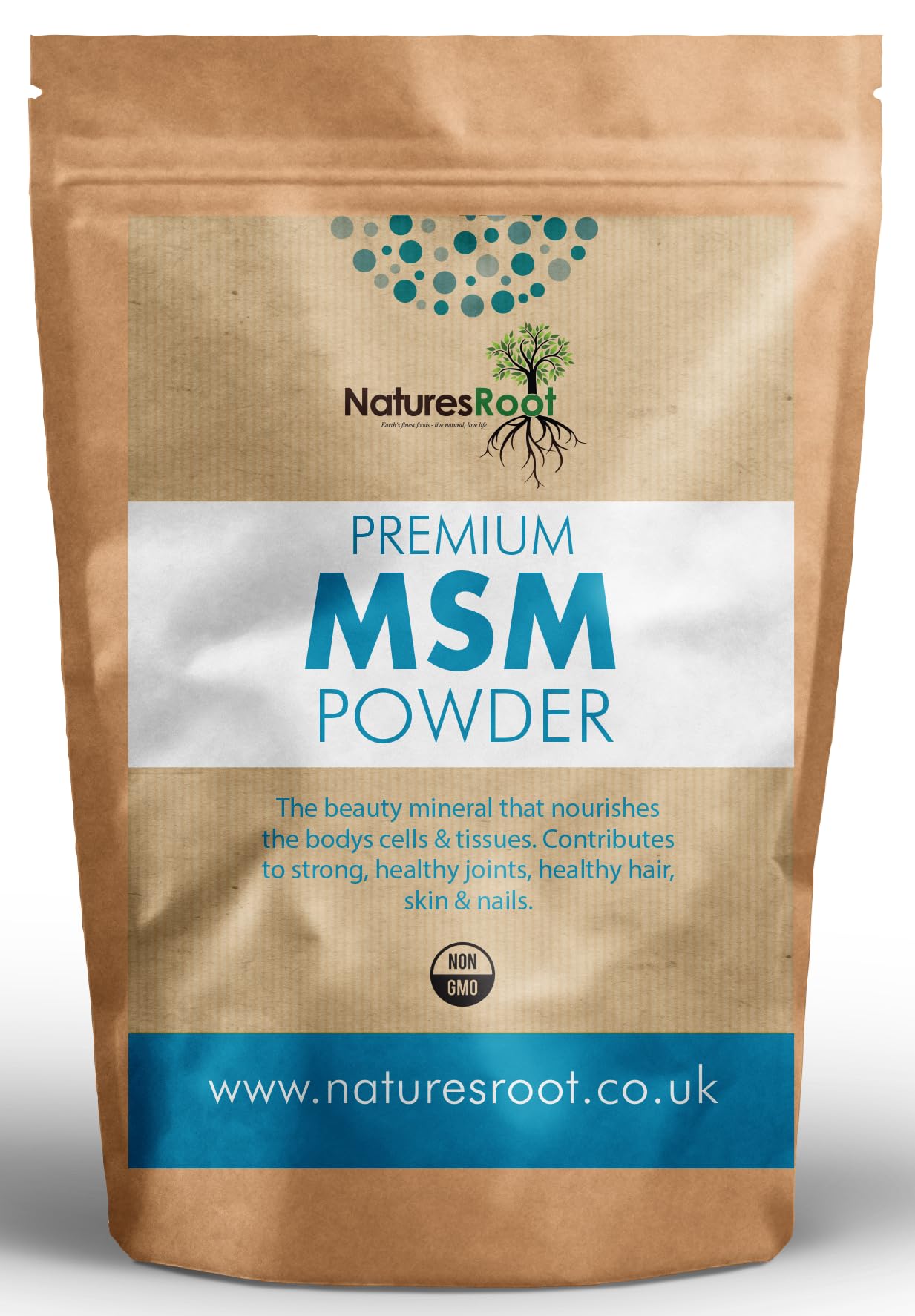 Nature’s Root MSM Powder 500g – Premium Plant-Based Sulphur – Pure Methylsulfonylmethane – No Additives – for Hair Skin Nails & Joints