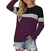 ZENUTA women causal sweatshirs, crew neck sweatshirt for women, S, whitedarkpurple