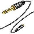 SOLMIMI 1/4 Headphone Adapter, 6.35 mm Male to 3.5 mm Female Audio Jack Adapter, Lossless Stereo Headphone Jack Adapter for Mixer Guitar Piano Amplifier Speaker or More - Matte Black(30cm)