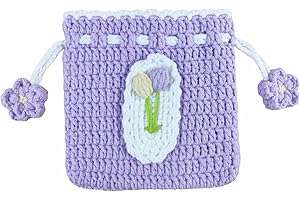 BRTOO Small Crochet Purse 100% Handmade Knitted Storage Bag Cute Funny Kawaii Coin Change Purse Pouch Mini Cartoon Shark Funny Plush Drawstring Headphone Wallet for Women Girls Gift(Tulip)