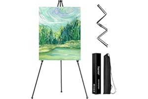HANMIR Easel Stand for Display, 65” Folding Display Easel with Portable Bags Collapsable Portable Poster Easel Floor Adjustable Metal Easel for Display Show, Sign, Poster,Wedding, Painting