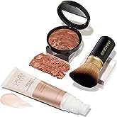 LAURA GELLER NEW YORK Ready-n-Radiant Kit (3 PC) - Baked Bronze-n-Brighten, Deep + Spackle Super-Size Skin Perfecting Primer, Champagne Glow + Retractable Angled Kabuki Brush