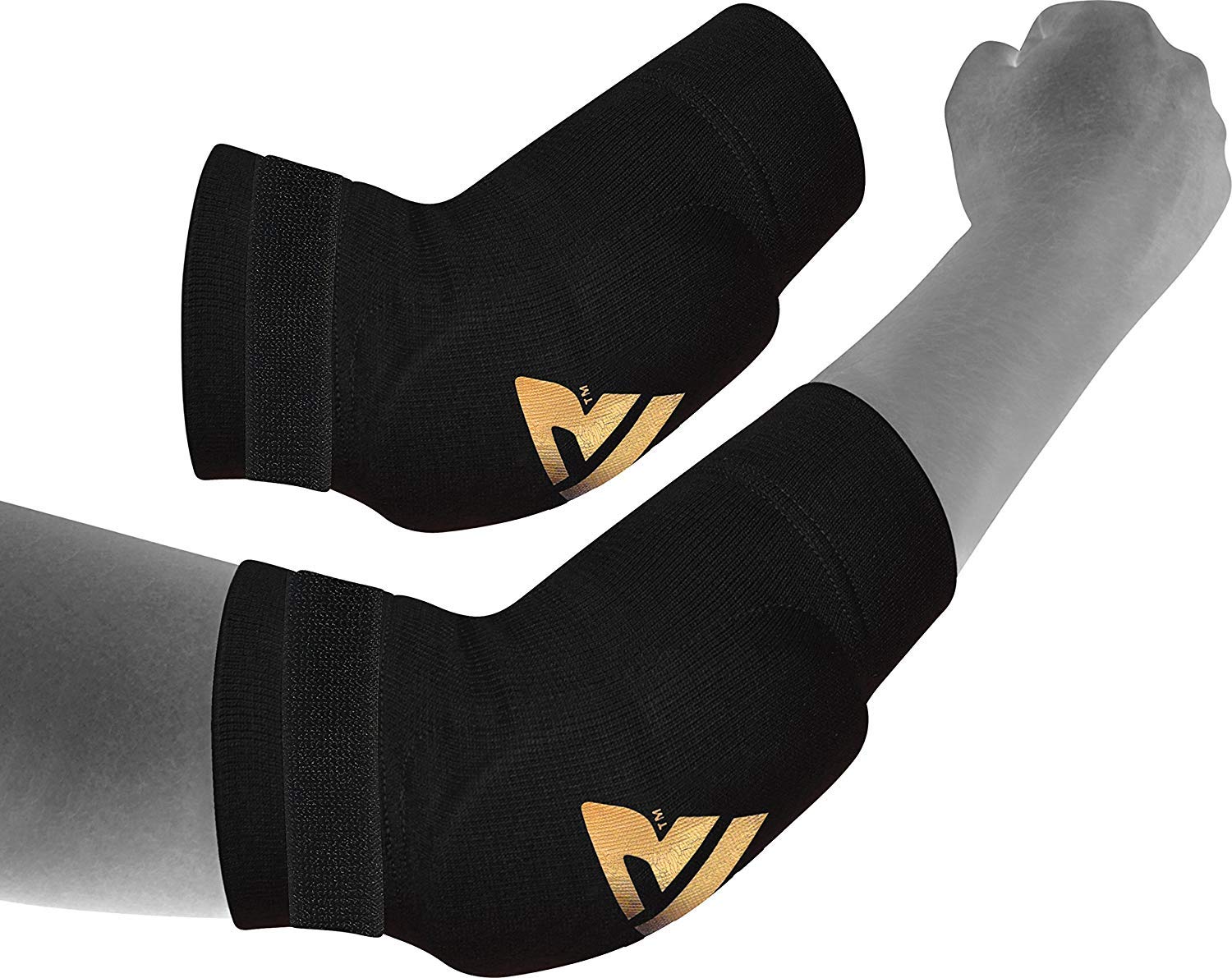 RDX MMA Elbow Support Brace Sleeve Pads Guard Bandage Elasticated Shield Protector,Black,Large, Large, Black: Industrial & Scientific