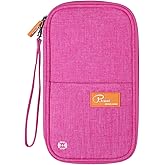 VanFn RFID Travel Passport Wallet, Family Passport Holder, Trip Document Organizer P.Travel Series (Rose Red)