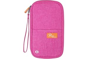 VanFn RFID Travel Passport Wallet, Family Passport Holder, Trip Document Organizer P.Travel Series (Rose Red)