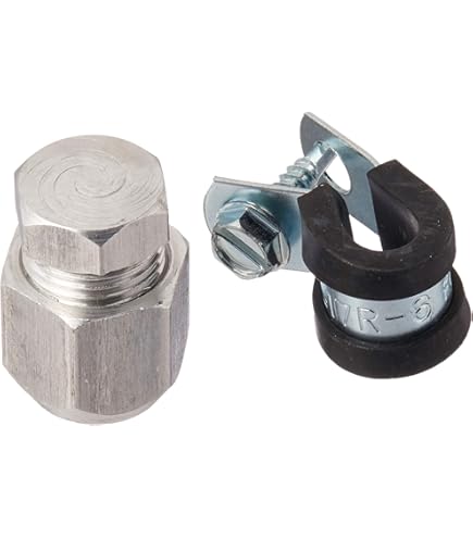 5/8 Inch A/C Compression Block Off - Aluminum Automotive AC Line Adapter With Clamp