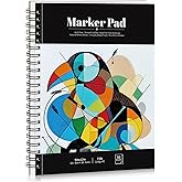 50 Sheets Marker Paper Pad, 9×12 Inch Bleedproof Art Sketch Pad, 73lb/120gsm Drawing Paper Spiral Sketch Book, Painting Coloring Alcohol Marker Paper for Beginners, Artists, Gift, Christmas