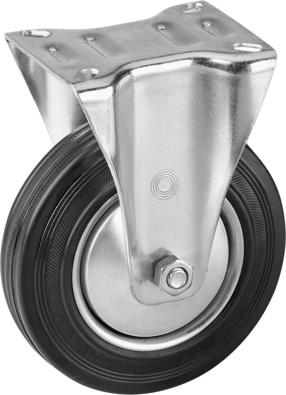 Metafranc Fixed Castor Diameter 160 mm - 135 x 105 mm Plate - Solid Rubber Wheel - Soft Tread - Roller Bearing - 150 kg Load Capacity/Transport Castor/Furniture Castor/Heavy Duty Castor