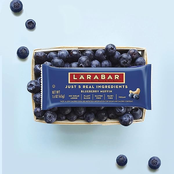 LARABAR FRUIT & NUT BARS VARIETY PACK 18 COUNT (1.6 OZ EACH), BLUEBERRY MUFFIN LEMON APPLE PIE, VEGAN GLUTEN FREE DAIRY FREE PLANT BASED, GRANOLA SNACK BARS BREAKFAST SNACKS FOR ADULTS