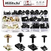 Hilitchi 64Pcs Auto Car U-Clip U Nut and Screw Assortment Kit, including 4 Sizes U Nut Clips U-Type Clips U-Type Car Fastener