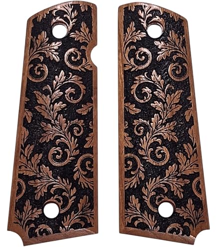 1911 Full Size Checkered Rosewood Grips Pearl Accent - 1