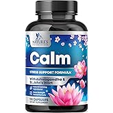 Stress Support Supplement - Extra Strength Ashwagandha, GABA, Magnesium, L-Theanine for Relief - Supports Mood & Focus - Naturally Calm, Unwind & Relax - Eases Tension & Nervousness - 120 Capsules