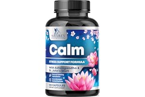 NATURE'S NUTRITION Natural Calm, Unwind & Relax Support - Ashwagandha, GABA, Magnesium, L-Theanine & More - Natural Focus, Energy & Immune Support - Nature's Non-GMO, Vegan, Gluten Free, Bottled in USA - 120 Capsules