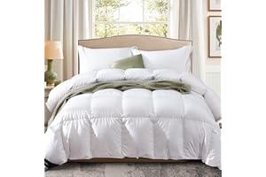 Globon King Size Down Comforter - All Season Duvet Insert with Medium Warmth, Soft and Noiseless Cover,8 Corner Tabs, and Machine Washable - White