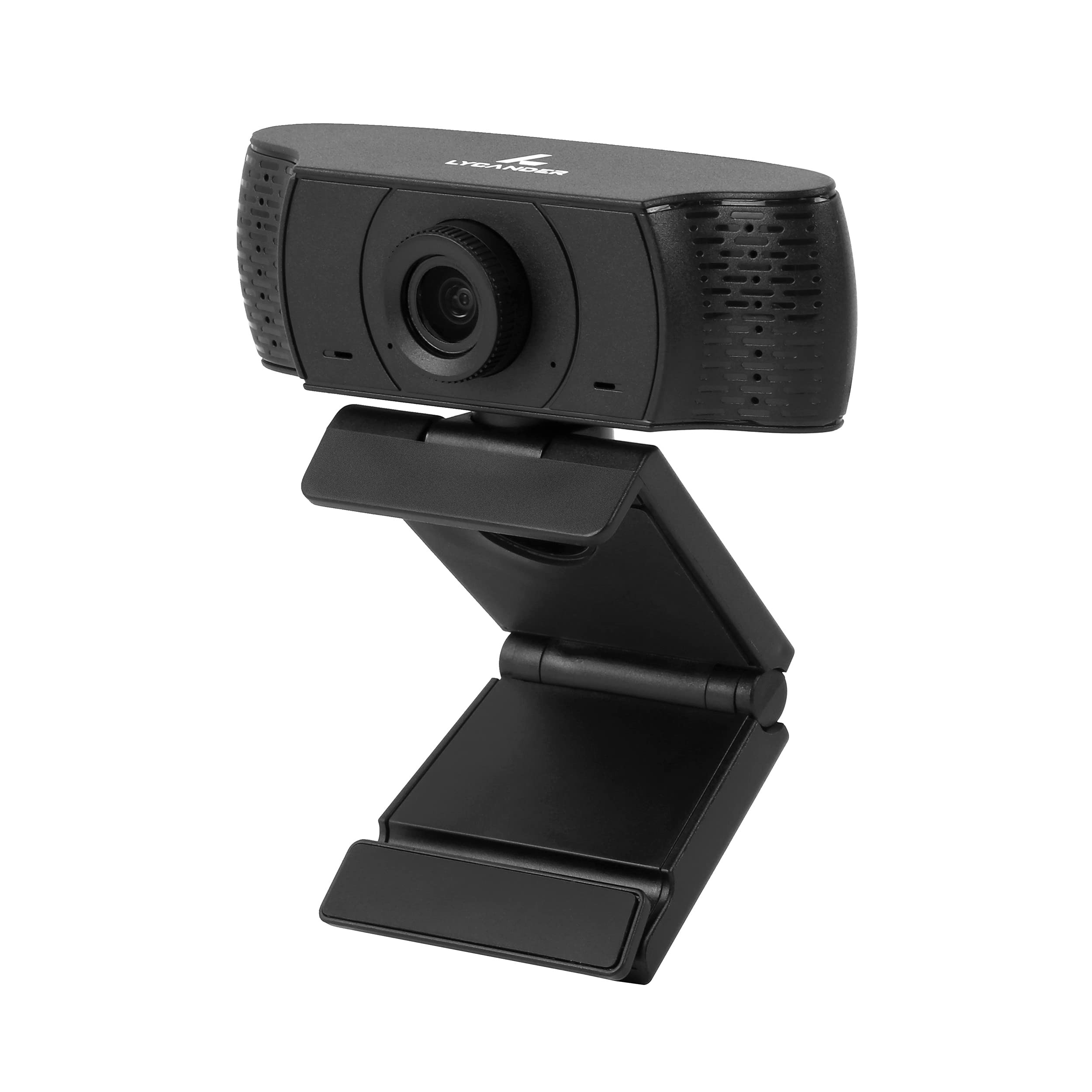 LYCANDER USB Webcam with Microphone Built-In, 720p High-Definition (HD), 30fps, All Black - For Desktop, Laptop, Windows, Mac, Linux, Online Meetings, Streaming, Video Chats