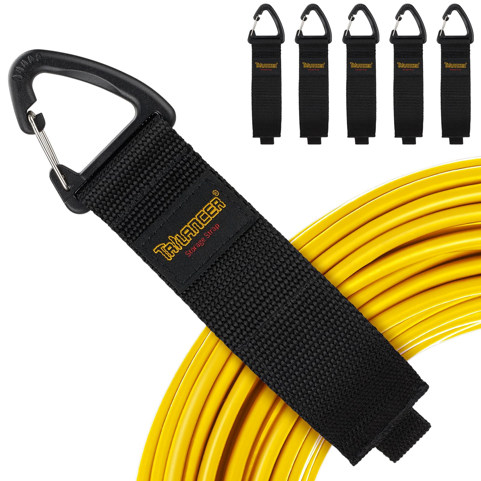 Heavy Duty Storage Straps(6-Pack), Trilancer Hook-and-Loop Cord Organizer and Hanger with Triangular Buckle for Cables, Wires, Rope, Hoses, Organization for Home, Garage or Workshop, Patent Design