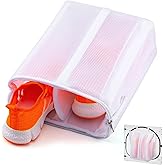 2-in-1 Shoe Dry Bag for Sneaker Dry & Wash, Dual-zone Sneaker Dryer Bag w/Elastic Straps, Door Shoe Laundry Bag for Washer & Dryer, Shoes Cleaning Thickened Mesh Laundry Bag for Home Travel Essentials