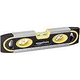 Amazon Basics 9-Inch Magnetic Torpedo Level and Ruler, 180/90/45 Degree Bubbles, Black