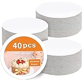 PFAMKEER 40 Packs Cake Boards 8 inch round， White Cake Rounds，White Cake Circles Rounds Base Food-Grade for displaying cakes,bread, desserts, HBBZ003