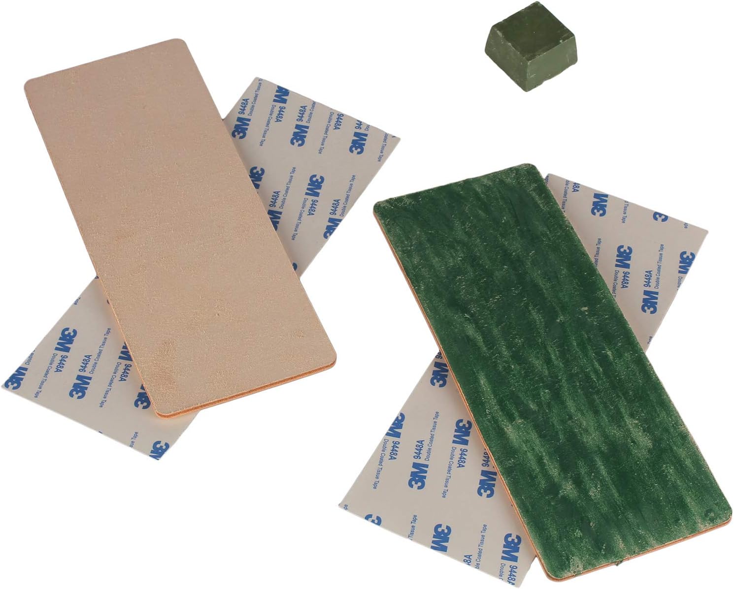 8x3 inch Leather Strop with Green White Buffing Polishing Compound (pack of 2)