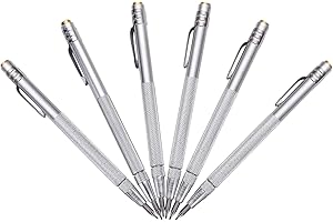IMT Tungsten Carbide Tip Scriber 6 Pack, Aluminium Etching Engraving Pen with Clip and Magnet for Glass/Ceramics/Metal Sheet