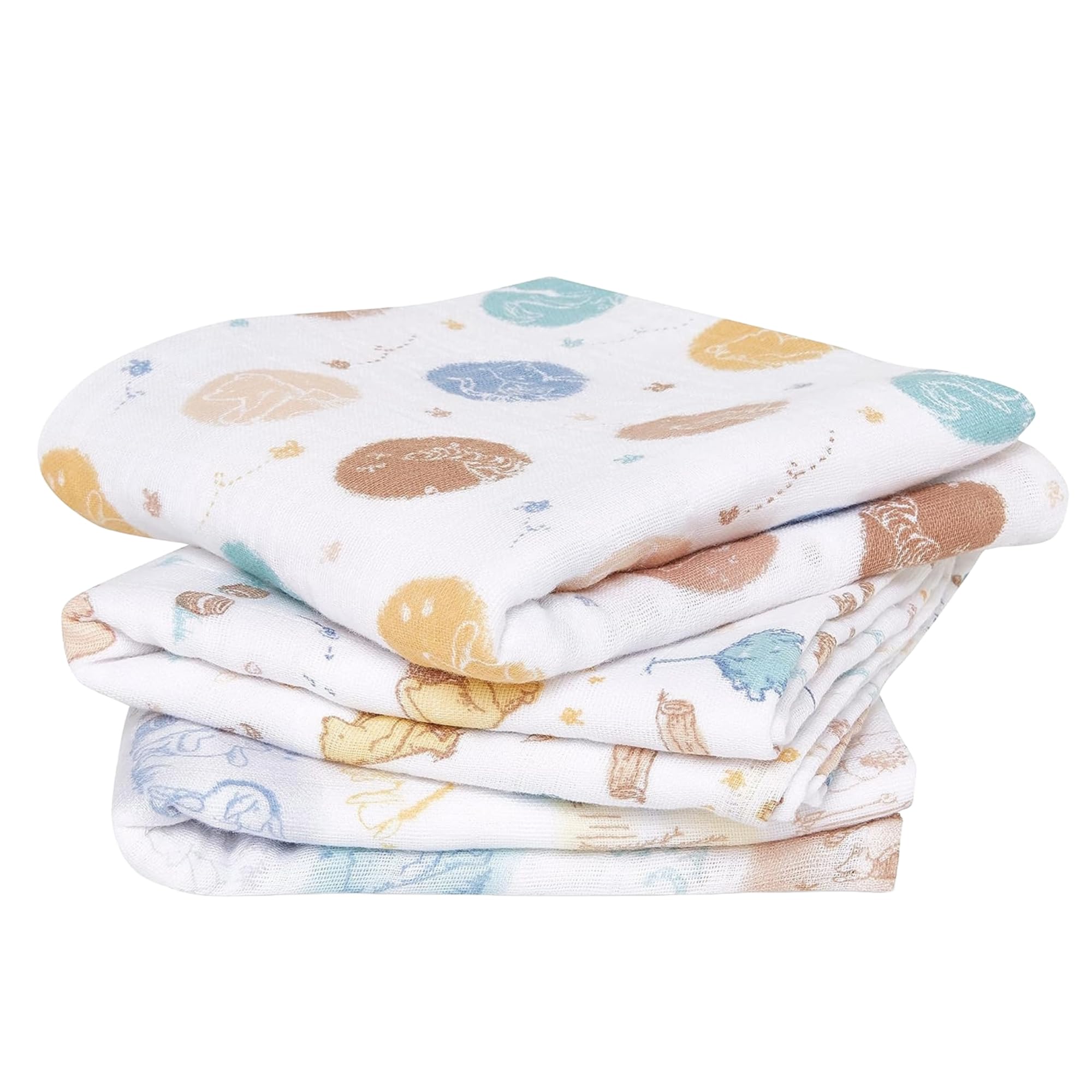 aden + anais 100% Cotton Muslin Musy Squares, Multi-use Baby Cloths for Girls & Boys, 70x70cm, Ideal Newborn & Infant Nursing Set, Perfect Shower Gifts, 3 Pack, Disney Baby - Winnie in The Woods, AMSC30013DI