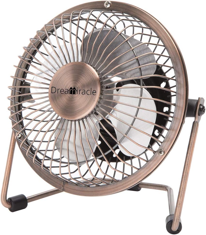 Dreamiracle Mini USB Desk Fan, Small Quiet Metal Desktop Table Personal Fan with 3.9 Feet USB Cable, Great for Office Room