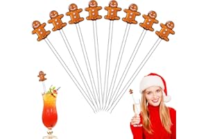 Pickmesh 8 Pcs Christmas Drink Stirrers Glass Gingerbread Man Cocktail Stirrers Reusable Stir Swizzle Sticks Hot Cocoa Bar Supplies Chocolate Decoration for Home Office Bar Restaurant