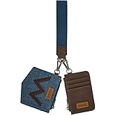 Wrangler Jean Keychain Wristlet Wallets for Women 2-in-1 Card Holder Wallet Dual Zippered Pouches with Card Slots for Coins, Cash & Cards WG367-W119CF