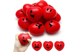 CH HAICHENG 12 Pcs Valentines Day Heart Stress Balls Smile Face Squeeze Stress Relief Heart Shaped Stress Balls for Kids Adults Valentines Party Favors, Valentines Day Gifts and Classroom Prizes