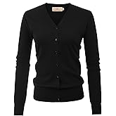 GRACE KARIN Women's Long Sleeve Button Down Vee Neck Classic Sweater Knit Cardigan