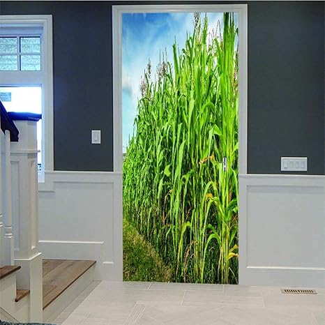 Amazon Co Jp Diy 3dドアステッカー家の装飾フィールズのための寝室リビング浴室研究室ポスターpvc防水デカールウォールステッカー壁紙77 0センチメートル ホーム キッチン